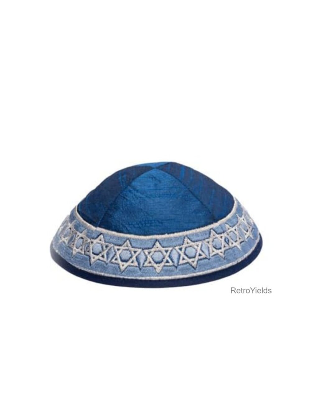 Star of David Embroidered Kippah Yamaka Cotton Silk Yarmulke 5 Inch